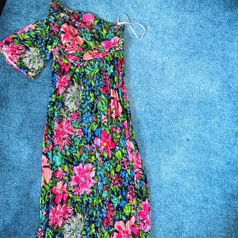 Lilly Pulitzer One-Shoulder Floral Dress - Pink and Green